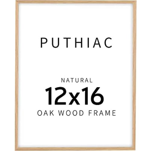 12x16 Oak Wood Picture Frame - Minimalist 12x16 Poster Frame, 12"x16" Picture Frame Wood, Natural Solid Wooden Picture Frames for Wall Art Photo and Prints(1 Pack, Beige)