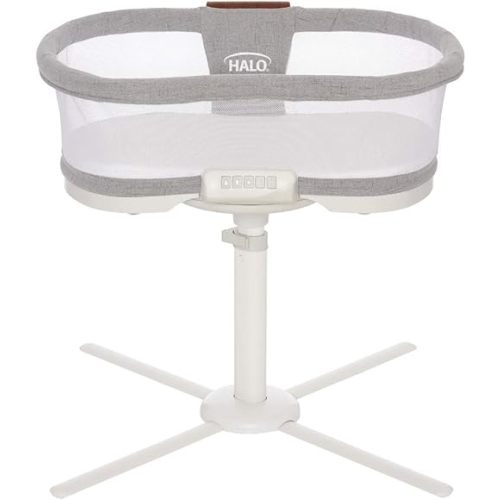 HALO BassiNest Swivel Baby Bassinet, Soothing Center, Vibration and Sound, Luxe Series, Dove Grey Tweed