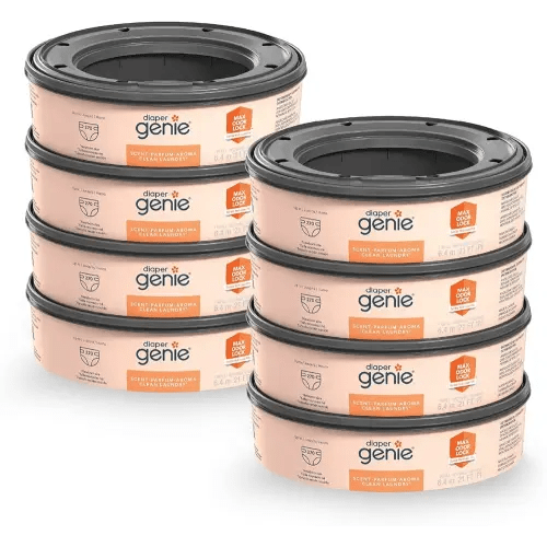 Diaper Genie Bags Refills 270 (Pack of 8) Clean Laundry Scent | Diaper Pail Refills with Max Odor Lock | Holds up to 2160 Newborn Diapers