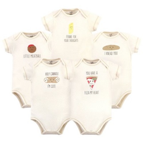 Touched by Nature Organic Cotton Bodysuits 5pk, Pizza, Size: 3-6 months