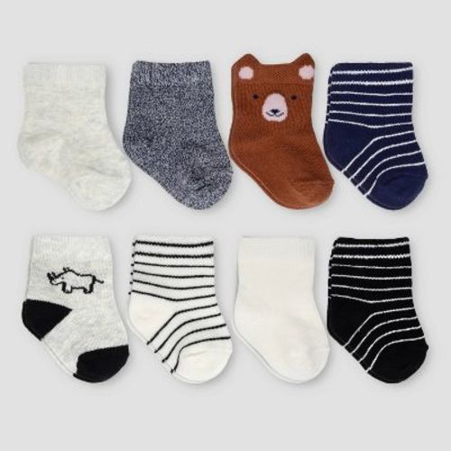 Carter's Just One You®️ Baby Boys' 8pk Crew B Bison Socks - Blue/gray 0-3m