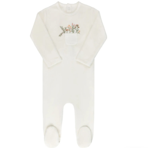 Velour Pocket Full of Flowers Collection - Footie
