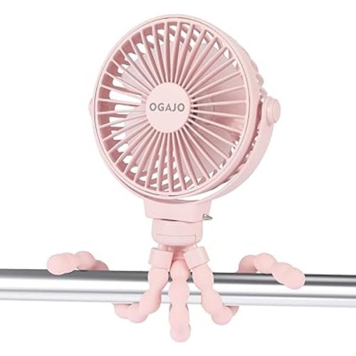 Portable Stroller Fan,With Flexible Tripod and 3 Speeds Clip On Car Seat Fan Mini Small Personal Handheld Battery Powered USB Fan, for Pram Crib Bike Treadmill Camping and Student Bed Desk