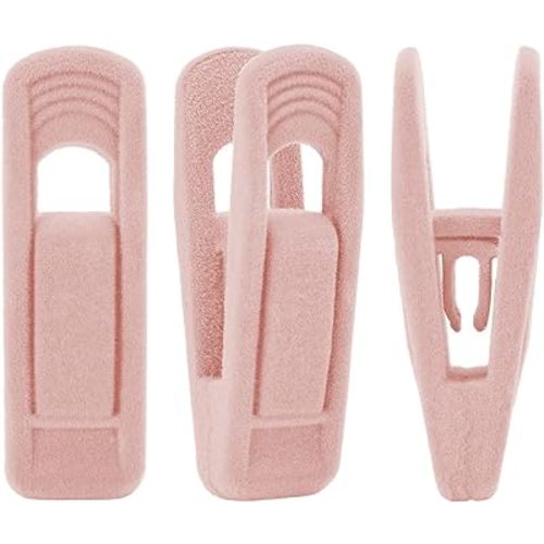 Trgowaul Light Pink Velvet Hangers Clips, Pant Hangers Velvet Clips, Strong Finger Clips Perfect for Thin Velvet Hangers Suit Skirt Pant Clothes Velvet Hangers, Velvet Baby Hangers Clips