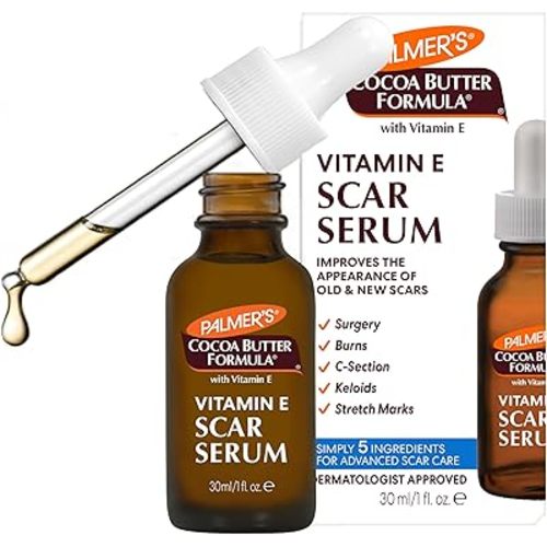 Palmer's Cocoa Butter Formula Scar Serum, Skin Brightening Oil for Face & Body, Concentrated Serum with Vitamin E, Fragrance Free, 1 Fl Oz