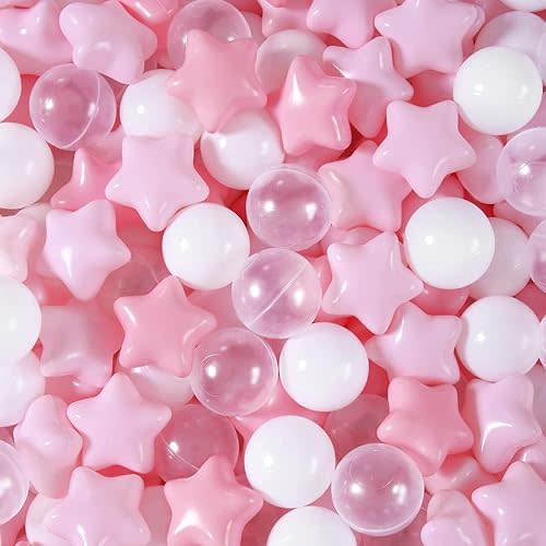 TRENDPLAY Pack of 100 Pink Ball Pit Balls, Kids Ball Pit Play Tent Ocean Ball for Toddlers Non-Toxic Balls with Durable Storage Bag, Summer Water Play (Ship from USA)