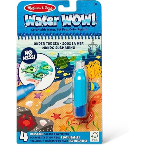 Melissa & Doug On The Go Water Wow! Mess Free Coloring Book, Reusable Water-Reveal Activity Pad, Under The Sea, Travel Toys, Party Favors, for Toddlers & Kids Ages 3+ - FSC Certified