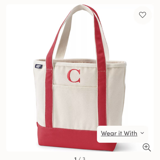 Pre-Monogrammed Letter C Canvas Tote Bag | Lands' End
