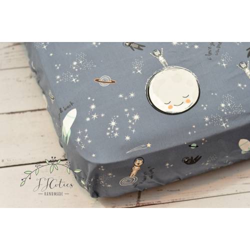 Fitted Crib Sheet-Crib Sheets-Baby boy Crib Bedding-Space Nursery Bedding-Neutral Baby Nursery Bedding-Navy Space Moon Crib Sheet