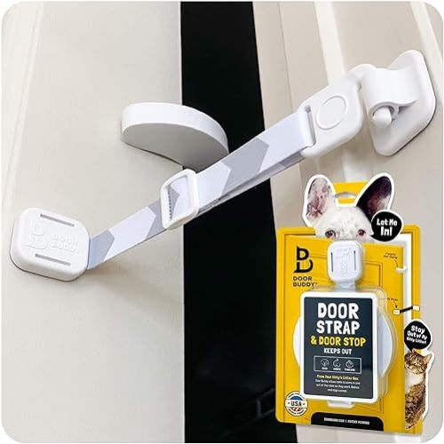 Door Buddy Cat Door Latch & Cat Door Stopper. Adjustable Door Strap for Cats to Dog Proof & Keep Dog Out of Litter Box & Cat Feeder. Simpler Pet & Cat Gate Alternative. No Cut Cat Door Interior Door