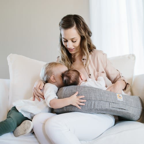 Ergobaby Natural Curve Nursing Pillow + Heathered Grey Cover