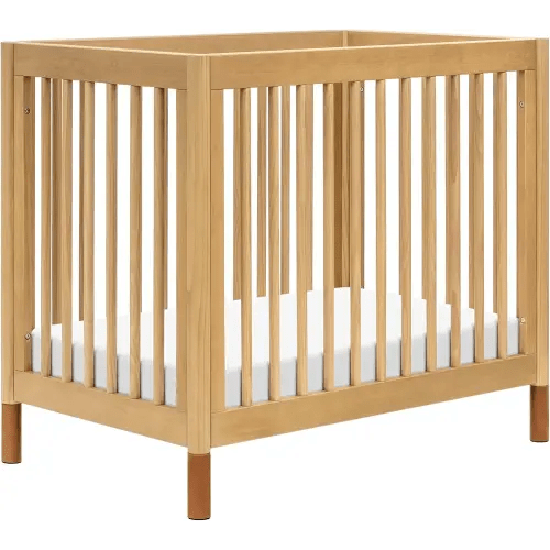 Babyletto Gelato 4-in-1 Convertible Mini Baby Crib, Wooden Toddler Bed, Daybed & Twin Bed Conversion - GREENGUARD Gold Certified - Perfect for Small Spaces - 4 Adjustable Heights, Honey with Vegan Tan