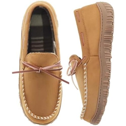 VLLy Mens Moccasin Slippers Breathable Memory Foam House Slippers Indoor/Outdoor House Shoes
