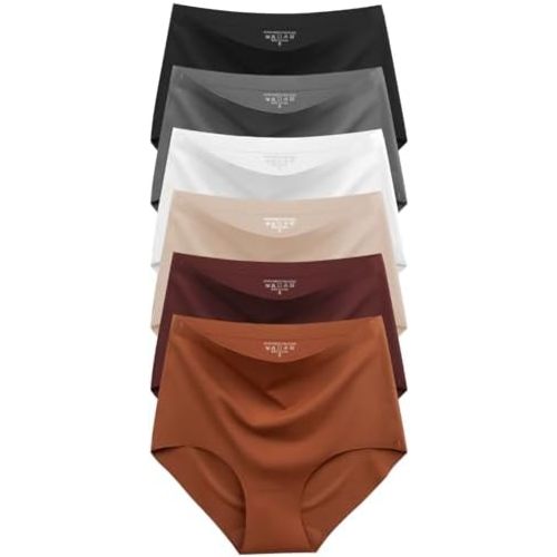 Womens Underwear Seamless High Waisted Briefs Silky Stretch No Show Breathable Full Coverage Ladies Panties 6 Pack