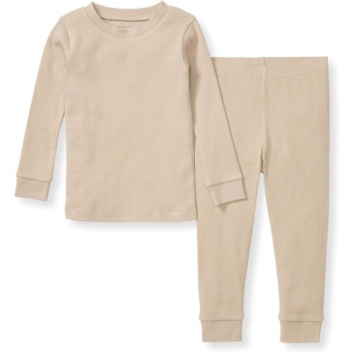 Burt's Bees Baby Infant, Little and Big Boys' 2-Piece Long Sleeve Tee and Pants Cotton Pajama Set