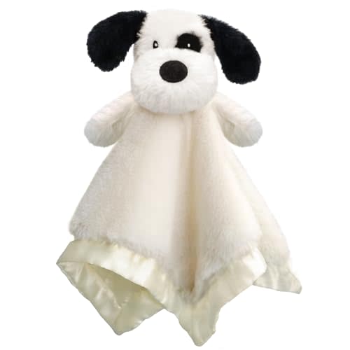 BEILIMU Puppy Baby Security Blanket for Toddler Infant Newborn Boys and Girls Soft Lovey Plush Fabric and Satin Backing, Black 13.5 Inch