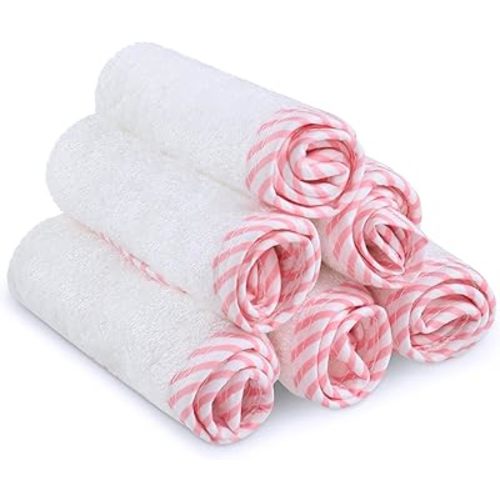 San Francisco Baby Washcloths for Newborn — Rayon from Bamboo Washcloths, Baby Wash Cloths Soft, Wash Cloths for Babies, Baby Wash Cloth — 6 Pieces, Pink