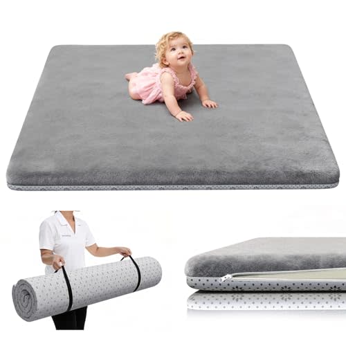Yozoia Baby Play Mat 50 x 50, Thick Baby Play Mat for Floor, Ultra Soft Playpen Mat, Machine Washable Tummy Time Foam, Non-Slip Bottom Helps Cushion, for Kids, Infant and Toddler Crawling