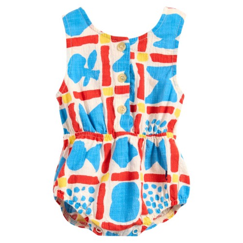 Geometric Game Organic Cotton Bubble Romper