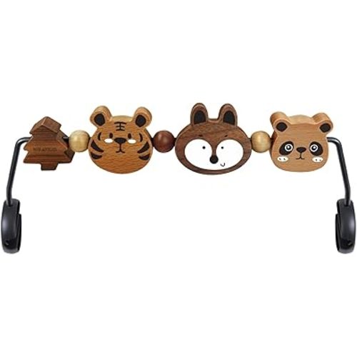 Baby Bjorn Bouncer Toy Bar - Toy Bar for Baby Bouncer Soft & Bliss, Easy to Attach and Remove, 360°Rotating Natural Wooden Toys, Exciting Design for Curious Babies, Safari Animals