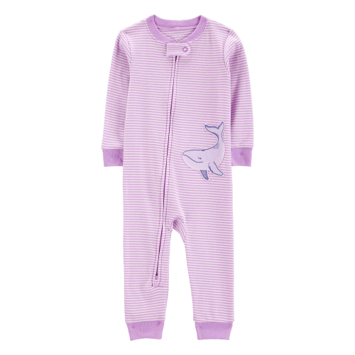 Baby Whale Striped Snug Fit Cotton Footless 1-Piece Pajamas - Purple - Carter's | Carter's