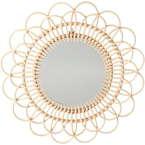 The Lakeside Collection Round Natural Rattan Mirror - Flower