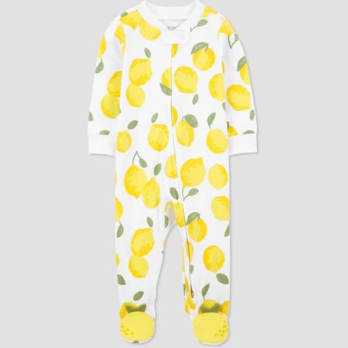 Carter's Just One You® Baby Girls' Lemon Footed Pajama - White/Yellow, Size: 3M