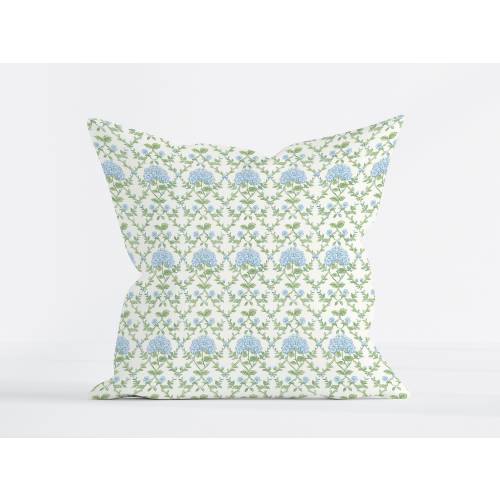 Blue and Green Pillows Green Throw Pillows Green and Blue Pillow Covers Dorm Decor Blue Throw Pillow Hydrangea Pillow Light Blue Pillows