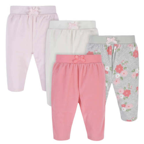 4-Pack Baby Girls Floral Microfleece Pants