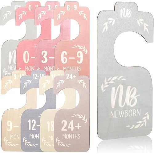 TIESOME 8 PCS Baby Closet Dividers, Newborn to 24 Months Baby Size Double-Sided Hanger Organizer Adorable Infant Clothes Hanger Separators Nursery Decor Hanger Dividers for Home Nursery (Colorful)