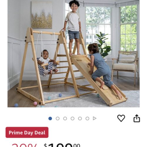 Amazon.com: Avenlur 4-in-1 Juniper Indoor Play Gym - Jungle Gym Playset with Baby Swing, Slide, Ladder, and Climbing Wall - Foldable Wooden Playset - Indoor Jungle Gym for Kids Ages 18mo to 6yrs : Toys & Games