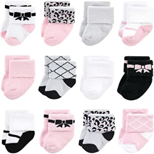Hudson Baby Baby Girls' Cotton Rich Newborn and Terry Socks