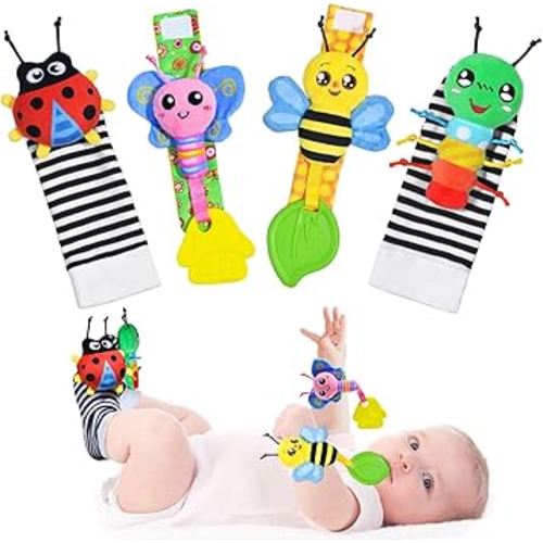 Baby Toys 0-6 Months,Baby Rattles Toy 0-6 Months, Babies Wrist Rattles Socks Infan Shower Gifts - Newborn Toys Hand & Feet Toy for 0-12 Months,Baby Teething Toy Gifts for Babies Boy Girl