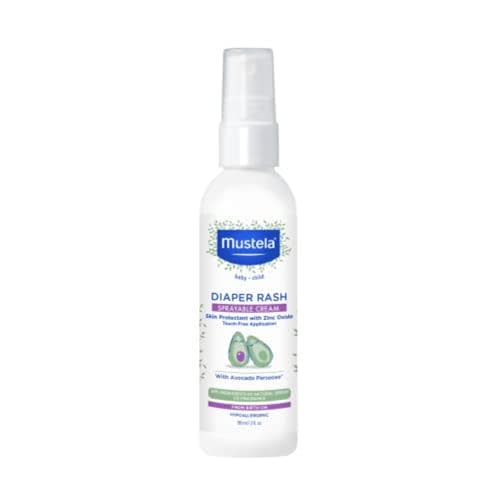 Mustela Baby Diaper Rash Cream Spray – Touch-Free protectant with Zinc Oxide & Natural Avocado - Treats, Soothes and Prevents Diaper Rash- Fragrance-Free - 3 fl. oz
