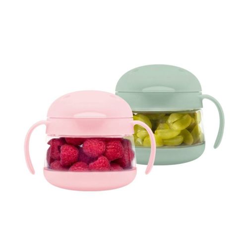 Ubbi Tweat Snack Container - Sage/Blush Pink - 2pk: Polypropylene, Baby Food Storage, Snack Cups