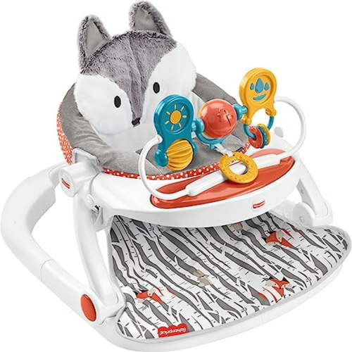 Fisher-Price Baby Play Infant Chair, Fox Sit-Me-Up Floor Seat with Portable Toys
