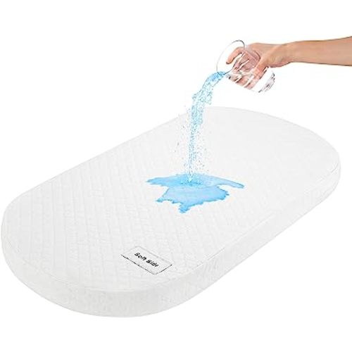 Pro Goleem Bassinet Mattress, Oval Bassinet Mattress Pad, Waterproof Cradle Mattress, Memory Foam Moses Basket Mattress, 15’’x30’’ - Plush
