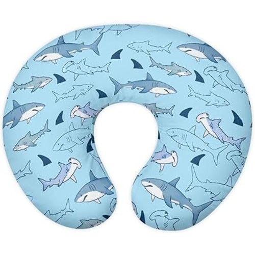 Shark Pillow Case Soft and Comfy Breastfeeding Pillows Covers, Snug Fits Nursing Pillow Slipcovers for Boys Girls, Machine Washable