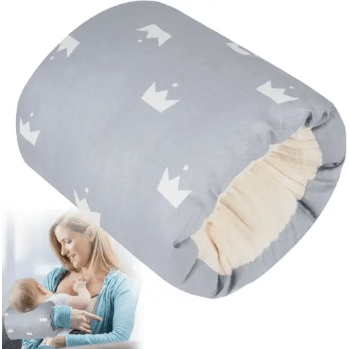 1Pc Baby Nursing Arm Breastfeeding Pillow Soft Cotton Bottle Feeding Pillows for Newborn (Grey Crown)