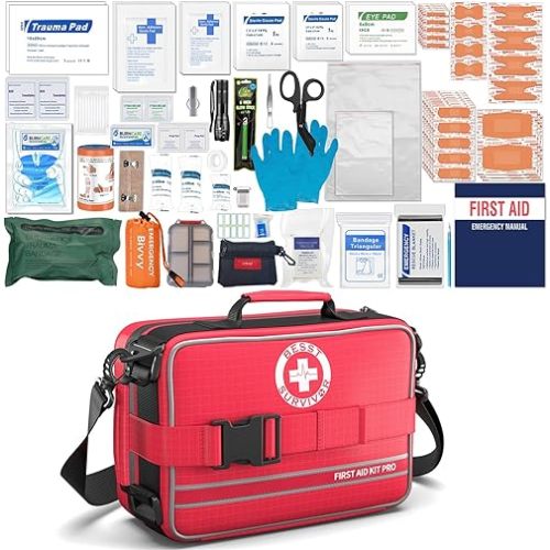 Comprehensive First Aid Kits- Advanced Trauma Kits with Labeled Compartments, Large Emergencies Medical Kits for Car, Home, Camping and Outdoor Emergencies -324Piece Set