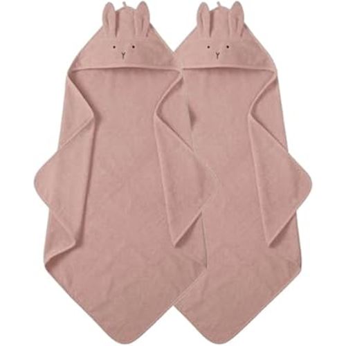 Denmark - Premium Organic Cotton Baby Bath Towel – Hooded Toddler and Baby Towels for Newborn Girl and Boy – Super Soft and Absorbent, 32 x 32-2-Pack (Towel Rabbit Blush)