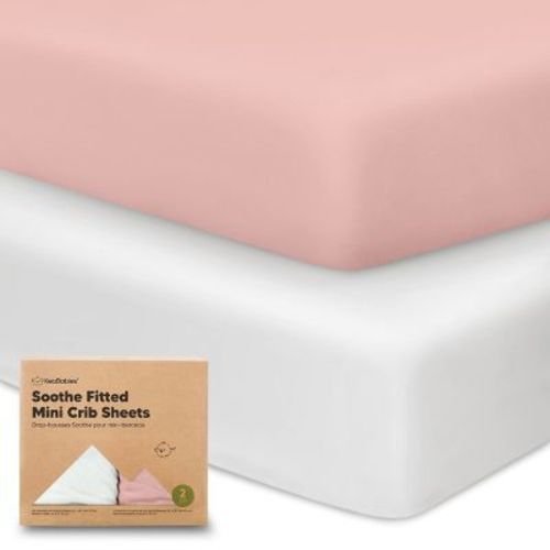 KeaBabies Mini Crib Sheets for Baby Girls, Boys, 2-Pack Soothe Pack and Play Sheets Fitted, Organic Pack N Play Mattress Sheet (Rose)