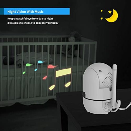 HelloBaby Upgrade Monitor, 5''Sreen with 30-Hour Battery, Pan-Tilt-Zoom Video Baby Monitor with Camera and Audio, Night Vision, VOX, 2-Way Talk, 8 Lullabies and 1000ft Range No WiFi, Ideal Gifts - HB6550pro