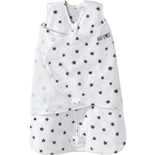 HALO Micro Fleece Sleepsack Swaddle, 3-Way Adjustable Wearable Blanket, TOG 3.0, Mini Stars Charcoal, Newborn, 0-3 Months