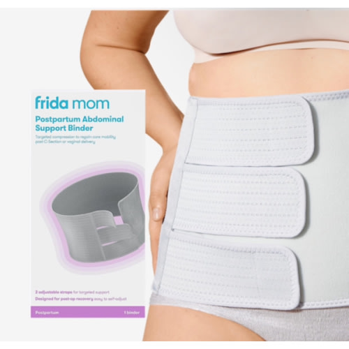 Frida Mom Belly Binder, Postpartum Essentials for Natural and C-Section Recovery, Adjustable Compression Wrap, After Birth Brace, Abdominal Band, 9" High