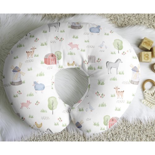 Farm Animals Nursing Breastfeeding Pillow Cover Case Pillow Not Included- Watercolor Farmhouse Barn Horse Cow Pig Gender Neutral
