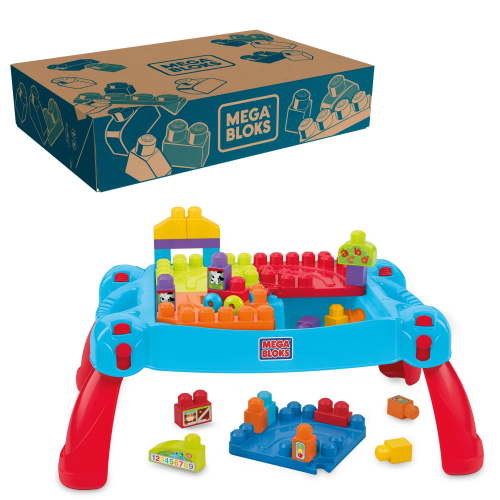 MEGA BLOKS Build n' Learn Table Blocks for Toddlers 1-3, Blue