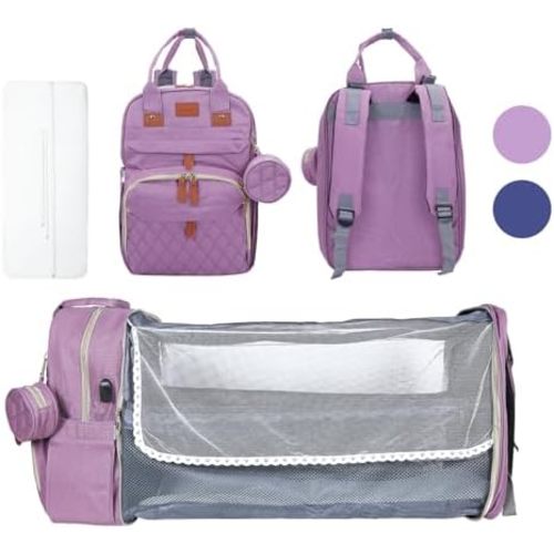 baby diaper bag with changing station, multifunctional diaper bag for Mom and dad, Waterproof diaper bag backpack with Charging port and insulated pockets - Pink
