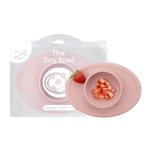 ezpz Tiny Bowl (Blush) - Silicone Suction Placemat + Bowl for Infants - 6 months+ - Baby Led Weaning Supplies - Fits All Highchair Trays