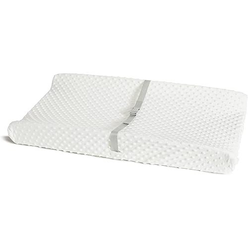 Munchkin Secure Grip Baby Diaper Changing Pad with Cover for Dresser, Waterproof and Wipeable, Contoured, Standard Size (16" x 31"), White